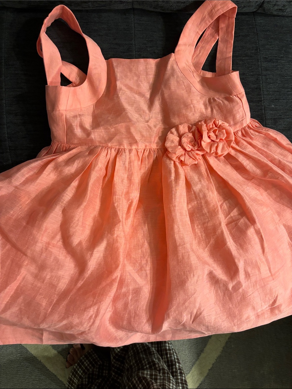 Mayoral Coral Pink Sleeveless Dress with Floral Rosettes